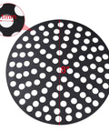 Heavy Duty Iron Floor Drain Cover For Garage Use 8 Inch Floor Strainer With Rust Resistant Powder Coated Finish Thick 1/5 Inch Steel Built To Support Full Size Trucks Reduces Clogs With 11mm Hole Size Durable Easy To Clean