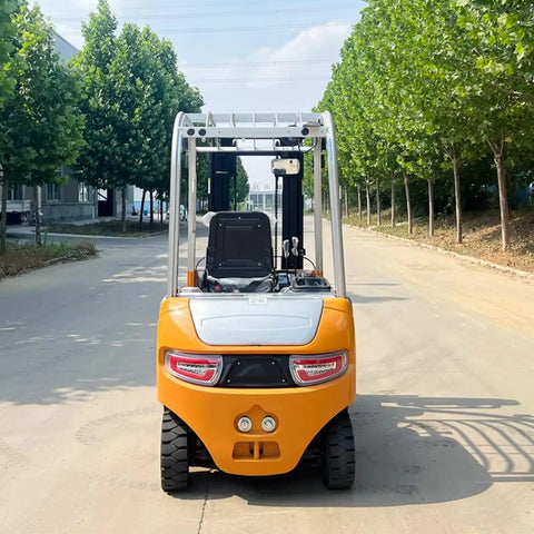 Heavy Duty Electric Forklift Truck Rolled Out As A Straight Shooter Warehouse Workhorse with orange and silver design outdoors.