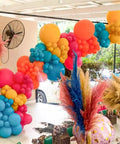 Rainbow Balloon Arch Kit with 80 Latex Balloons in 12 and 10 Inch Sizes Dope Neon Purple Teal Hot Pink Light Blue Light Green Matte Yellow