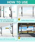 Rear Window Gun Rack For Pickup Trucks Heavy Duty Steel 14-25 Inch Adjustable Rifle Mount instruction steps illustration