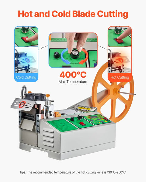 Pro Grade Automatic Webbing Cutting Machine With Adjustable Temperature And LCD Display for nylon webbing and shoelaces.