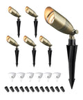 Built Tough Heavy Duty Solid Brass Landscape Spotlights 12V Outdoor Lighting With MR16 Bulb Included Bronze Finish 3CCT Low Voltage 6 Pack