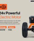 Heavy Duty Electric Trailer Dolly For 2800 Lbs Max Weight featuring a 24V motor with 800W power and 7Ah battery.