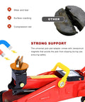 Universal Magnetic Jack Pad 0.4 Inch Slotted Built Tough Aluminum Grooved Jack Puck Adapter in use on red vehicle jack.