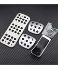 Upgrade Your Ride With Street Tough Clutch And Accelerator Pedal Pads For Peugeot 206 Cars Demanding Hardcore Grip and Heavy Duty Build Crafted From Solid Aluminum For A Knockout Fit That Stops Slippery Mess And Nails Rough Roads Like A Boss, showing aluminum pedal pads and screws.