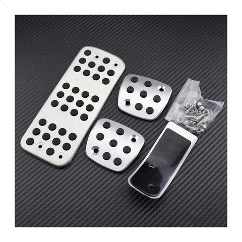 Upgrade Your Ride With Street Tough Clutch And Accelerator Pedal Pads For Peugeot 206 Cars Demanding Hardcore Grip and Heavy Duty Build Crafted From Solid Aluminum For A Knockout Fit That Stops Slippery Mess And Nails Rough Roads Like A Boss, showing aluminum pedal pads and screws.