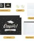Two Pack 13 Inch Graduation Gift Bags With Tissue Paper And Cards, Reusable Nonwoven Gift Bags With Handles, Congrats Grad Gift Wrap Set For High School And College, Gift Bags For Ceremony, Gift Wrapping Supply displayed with accessories