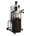 Professional 3 Hp 230 Volt Cyclone Dust Collector With 2 Micron Pleated Filter And Wireless Remote Timer Shut Off on wheels.