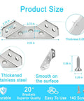 Tough As Nails Stainless Steel Corner Braces 20 Pack Triangle Furniture Brackets with size details and included screws.