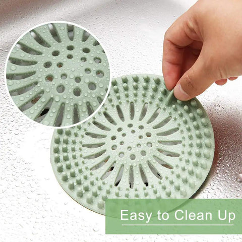 Flexible Hair Catcher Drain Strainers For Bathroom Sink And Shower In TPR Material No Fuss Hair Trap Covers Green in use