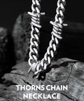 Stainless Steel 316L Barbed Wire Choker Necklace For Women And Men Gothic Thorns 16 Inch Chunky Punk Jewelry