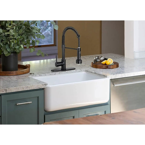 Pull Down Kitchen Faucet With LED Light And Sprayer Single Handle 1 Or 3 Hole Install Deck Plate Included Farmhouse Style Sink Tap