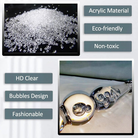 Heavy Duty Clear Acrylic Railing Posts And Balustrade Spindles for Decks Patios and Pools with Ground Mount Screw Kits, featuring HD Clear bubbles design.