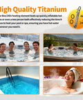 4kW 240V Hot Tub Heater Element Replacement For Balboa Spa And Flo Thru Universal Heating Element Compatible With Gecko Hydro Quip Acura Spas Coleman Watkins Dimension One, shown in use with happy people in a hot tub.