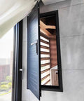 Heavy Duty Lockable Recessed Aluminum Access Door Panel 20X32 Inches for Plumbing HVAC with open black finish.