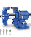 Heavy Duty 4 Inch Bench Vise With 360 Degree Swivel Base And Anvil, blue industrial vise with mounting hardware