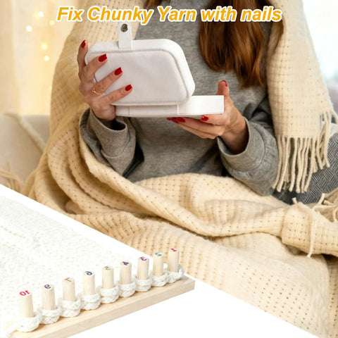 46 Inch Wooden Chunky Yarn Loom For Blankets With Numbered Pegs No Fuss Easy To Use Knitting Loom For Beginners And DIY Enthusiasts