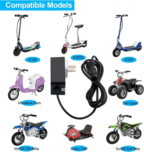 24V Lead Acid Scooter Charger With Auto Stop And CC CV 1A Output For Drifter Karts Pocket Mods And E Series Scooters Such As E100 E125 E150 E200 E300 MX350 Dirt Quad