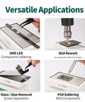 Mini Soldering Hot Plate for SMD Rework, Adjustable Temperature 50 to 400C, 100x50mm Aluminum Plate with Tweezers