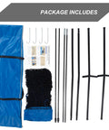 Baseball L Screen Pitching Net 7x7 Portable Pitcher Protector package with carry bag, net, poles, and hooks displayed.