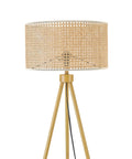 60 Inch Floor Lamp With Faux Wood Tripod Base And Rattan Shade On Off Rotary Switch For Easy Control Cottagecore Cozy Vibe Living Room Lighting