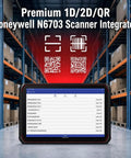 Badass Rugged Android Tablet With Integrated Honeywell N6703 Scanner Featuring Solid 8 Inch Display in warehouse setting.
