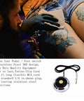 Round Stainless Steel Tattoo Foot Pedal With 360 Degree Switch And 5 Inch Clip Cord For Tattoo Machine Power Supply shown