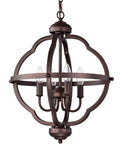 Farmhouse Vibe 4 Light Pendant Chandelier in Oil Rubbed Bronze with Chain, 21 Inch Diameter Rustic Hanging Light, front view