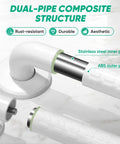 Wall Mounted Stair Handrail With Grippy Abs Cover And Solid Stainless Core For Indoor Outdoor Use Heavy Duty Anti Slip Grab Bar showcasing dual-pipe structure.