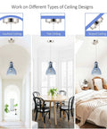 Blue Glass Pendant Lights For Kitchen Island, 6.5 Inch Handblown Glass Shades, Modern Industrial Ceiling Fixture in various rooms
