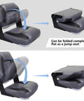 50 Inch Bass Boat Seats Folding Fishing Boat Chair Black Charcoal Marine Grade Vinyl Upholstery With Thick Foam Cushions