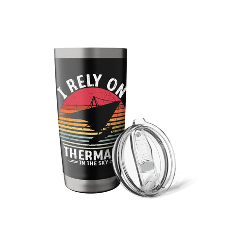 Hang Gliding Themed Stainless Steel Insulated Tumbler For Flying Enthusiasts Coffee Or Tea Cup Built Rugged For The Sky And Scenic Landscapes Perfect Gift For Parachute And Hang Glider Lovers On The Go with lid beside.