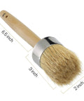 Chalk And Wax Paint Brush, 2 Inch Round Head For Furniture Projects, Natural Bristles, Varnished Wood Handle, Dimensions Shown