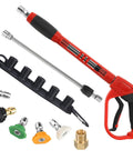 Deluxe Pressure Washer Gun Kit With 40 Inch Wand Replacement Extension Five Nozzle Tips M22 Fittings Up To 5000 PSI Heavy Duty Sprayer