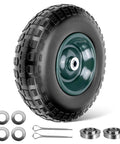 13 Inch Solid Flat Free Wheel With 4.00-6 Tire Airless Rubber Wheel For Wheelbarrows Wagons Hand Trucks Trolleys Garden Scooters