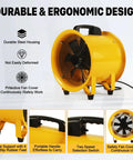 12 Inch High Velocity Blower Fan With 16 Ft Flexible Duct Hose, 2882 CFM Industrial Vent Exhaust, Portable Axial Ventilator with durable design