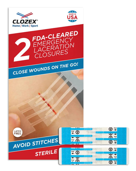 Emergency Wound Closure Without Stitches Quick Skin Closure Device For Two Lacerations Or One Long 2 Inch Repair FSA HSA Eligible Includes Two Sterile 1 Inch Closures For Easy At Home Or On The Go Wound Care