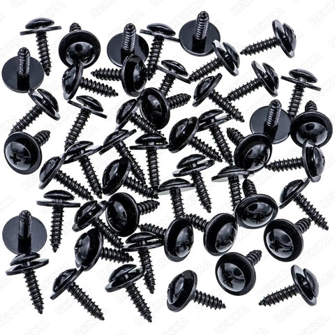 50 Pack Fender Liner Screws For Honda Acura BMW Wheelhouse Splash Shield SEMS Phillips Truss Head Black E Coat Fasteners