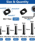 Straight Up Solid 260 Piece M5 T Slot Nuts And Bolts Assortment Kit For 2020 Series Aluminum Extrusion Rails features M5 T nuts and bolts sizes 8-20mm.