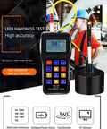 Pro Grade Leeb Hardness Tester Meter 170 To 960 HLD for Metals Durometer Tester With HL HB HRB HRC HRA HV HS Scales Includes Standard D Type Impact Device And D Test Block For Steel Iron Bronze Copper And 10 Materials. handheld tester with impact probe and calibration block