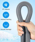 Person holding flexible 6 Feet Universal Drain Hose Kit for Washing Machines and Dishwashers With Corrugated Hose