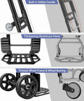 3 In 1 Convertible Dolly Cart with wheels, brakes, adjustable handle, aluminum panel, thicked wheel frame, easy roll design.
