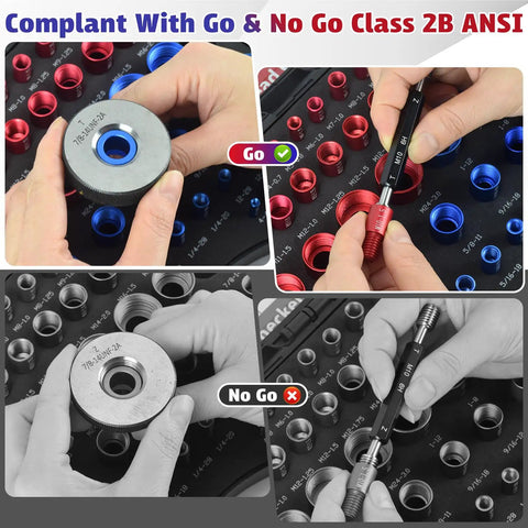 66 Piece Thread Checker Set For Nut And Bolt Size Checks In Tight Spaces With SAE And Metric Gauges DIY Friendly Includes 35 Standard And 31 Metric Sizes For Quick Easy Identification. go and no go thread checker set with SAE and metric gauges