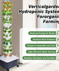 Vertical Hydroponic Growth Tower With 14 Layers And 70 Slots For Easy Balcony Garden, Automatic Watering System.