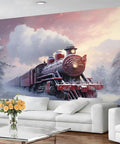 Steam Engine Train Wallpaper Mural For Living Room And Boys Room Removable Locomotive Wall Covering Retro Large Train Murals Christmas Theme