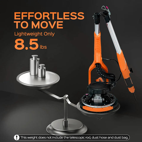All In One Drywall Sander With Extendable Handle And LED Light, 8.5 Amp Popcorn Ceiling Removal Tool, lightweight design