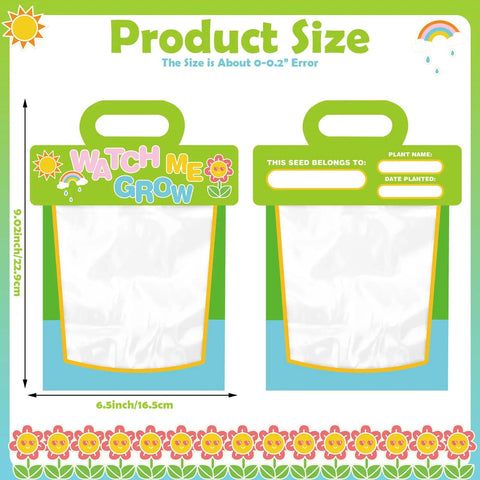 36 Pack Clear Vinyl Pocket Greenhouse Bags With Cards for Teaching Science Projects and Crafts See Through Plastic Greenhouse Bags for Classroom Activities Science Fairs and Themed Birthday Parties