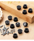 Screw-On Rubber Feet Set For Furniture And Appliances, 240-Piece PVC Foot Pads With Stainless Steel Washers shown with screws
