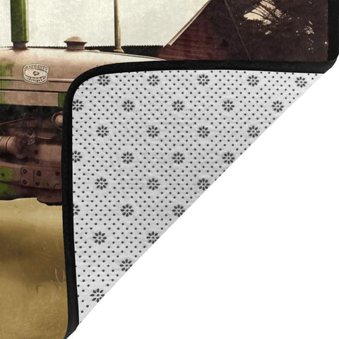 Detail of 36x24 Inch Soft Non Slip Floor Mat With Comfy Old Tractor Photo Farm Design For Living Room And Office, showing non-slip backing