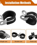 80 Piece Cable Clamp Kit With 7 Sizes In 304 Stainless Steel Metal Clamps Rubber Insulated Cushioned Hose And Pipe Clamps Installation Methods